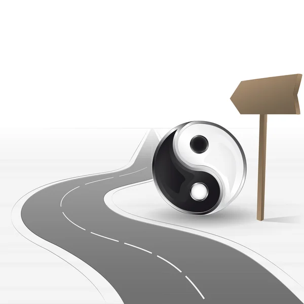 Route menant à la méditation avec le vecteur yin yang — Image vectorielle