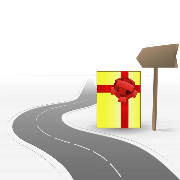 Route menant à la célébration avec vecteur cadeau — Image vectorielle