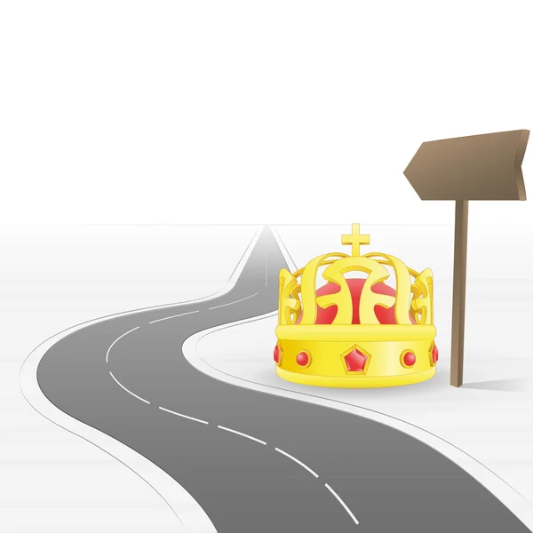 Road leading to kingdom with crown vector — Stock Vector