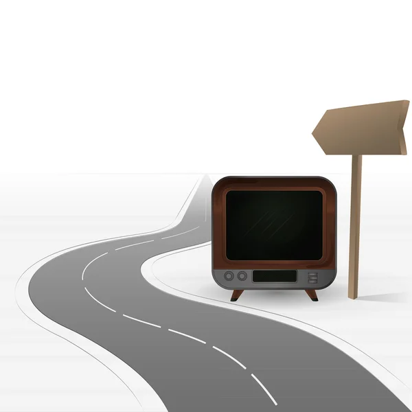 Camino que conduce al entretenimiento con el vector de televisión — Archivo Imágenes Vectoriales