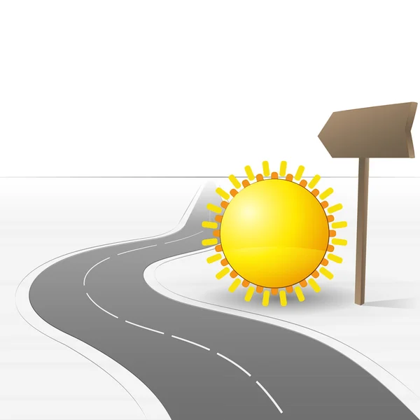 Road leading to summer with sun vector — Stock Vector