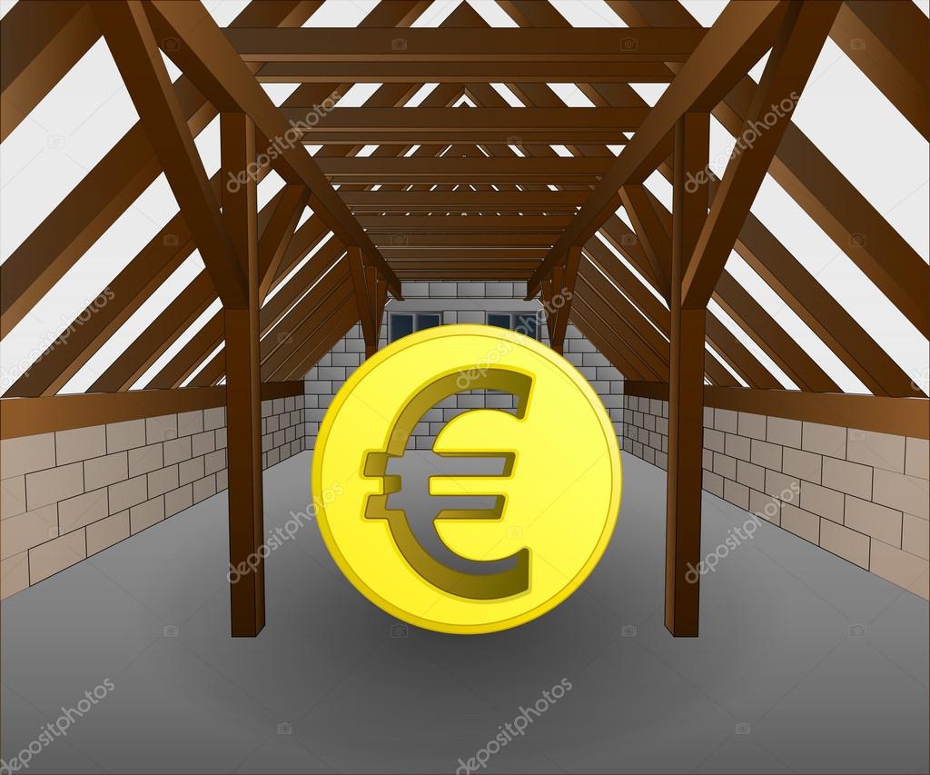 Zolder in aanbouw met euro munt vector u stockvector adikk