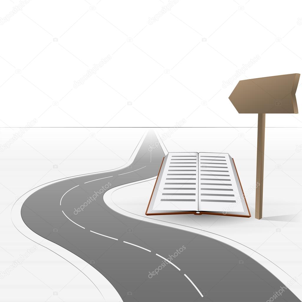 road leading to education with book vector