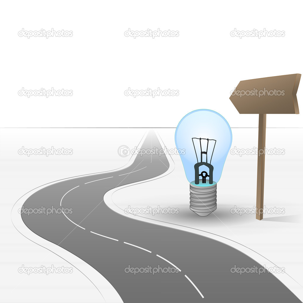 road leading to inventions with bulb vector