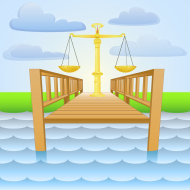 river pier with weight of liberty vector clipart