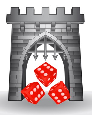 gate pass to gaming with red dice vector clipart