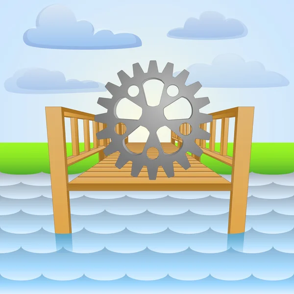 River pier with technology ideas vector — Stock Vector