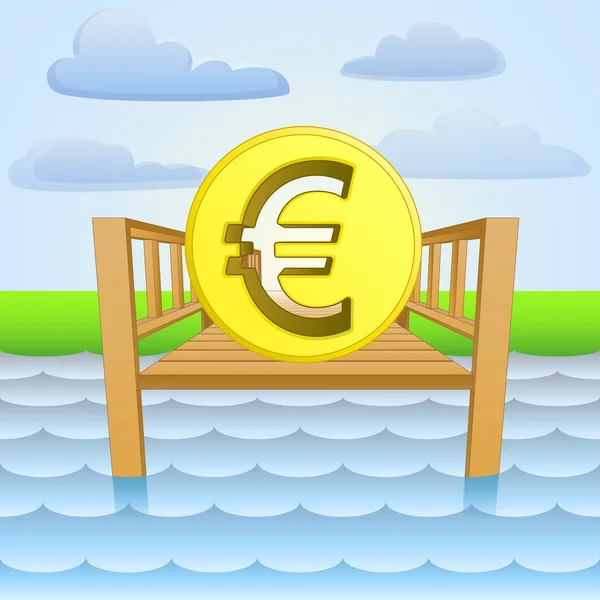 Muelle del río con euro ideas de negocio vector — Archivo Imágenes Vectoriales