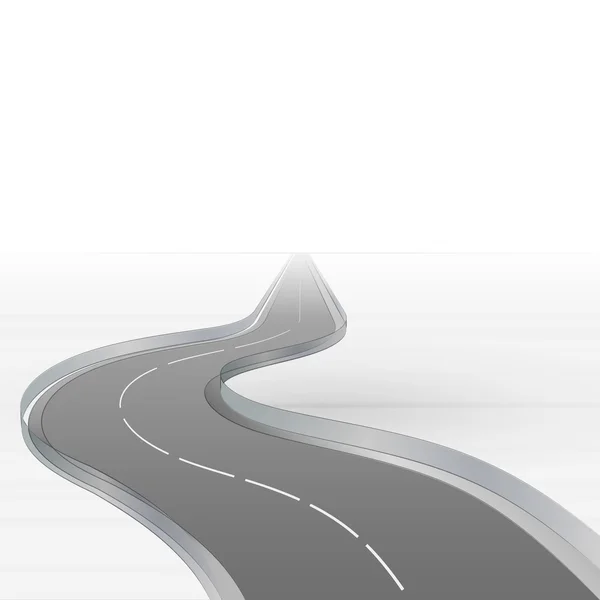 Autopista curva desapareciendo en el vector de niebla — Vector de stock