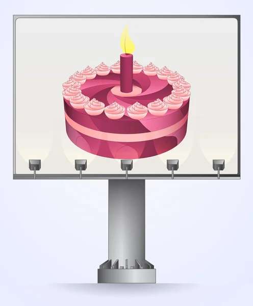 Publicité bilboard avec gâteau d'anniversaire vecteur — Image vectorielle