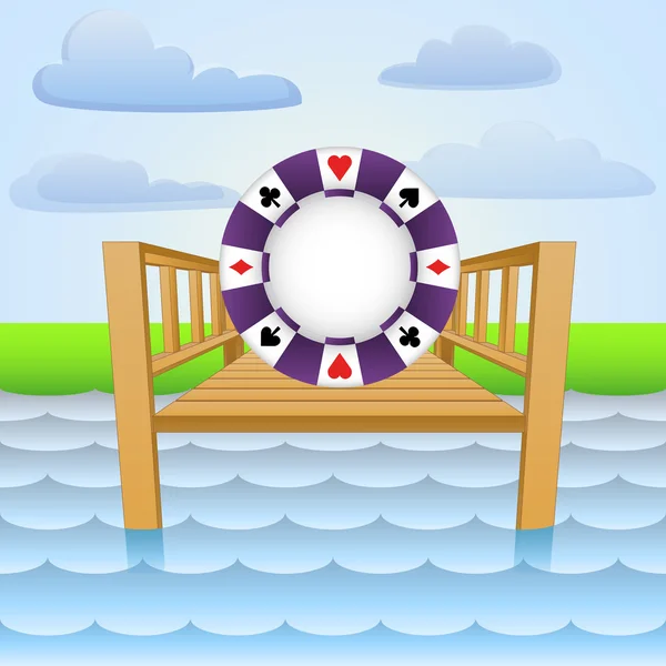 Muelle del río con casino ideas de juego vector — Archivo Imágenes Vectoriales