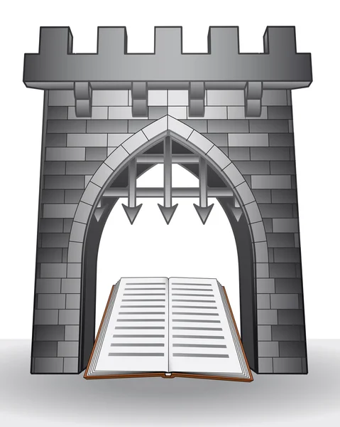 Gate pass per l'istruzione con book vector — Vettoriale Stock