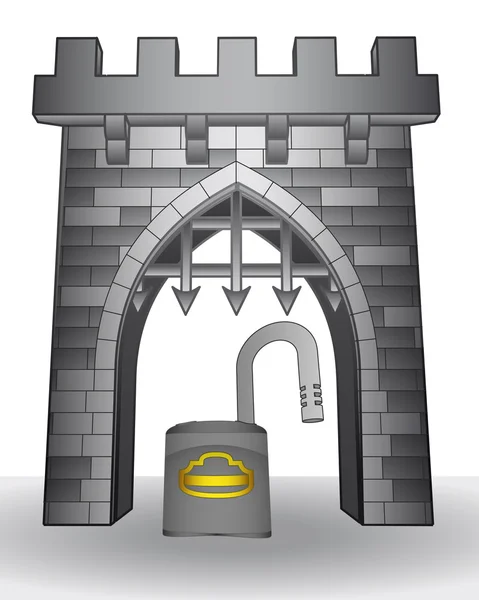 Вход в систему безопасности с открытым вектором навесного замка — стоковый вектор