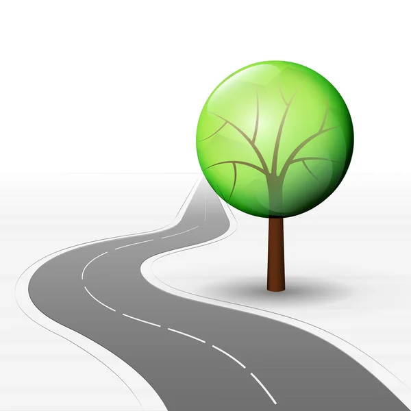 Route menant à l'écologie avec vecteur arbre — Image vectorielle