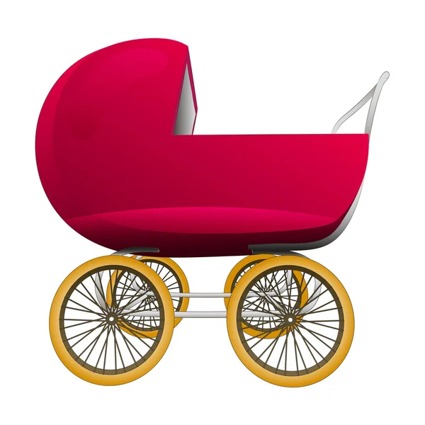 Super retro red baby carriage vector — Stock Vector