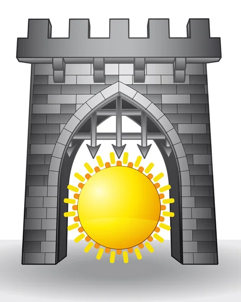 Paso de la puerta al verano con vector solar — Vector de stock