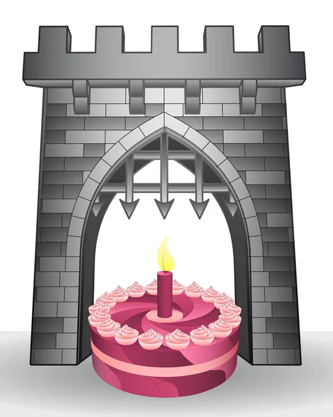 Gate pass to celebration with cake vector — Stock Vector