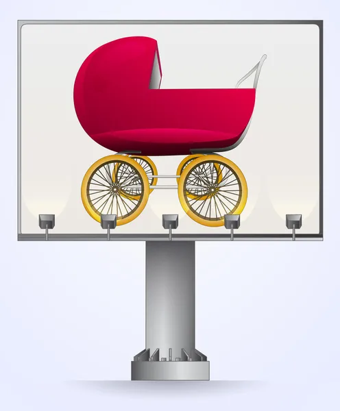 Anuncio del bilboard para el vector retro del carro del bebé — Archivo Imágenes Vectoriales