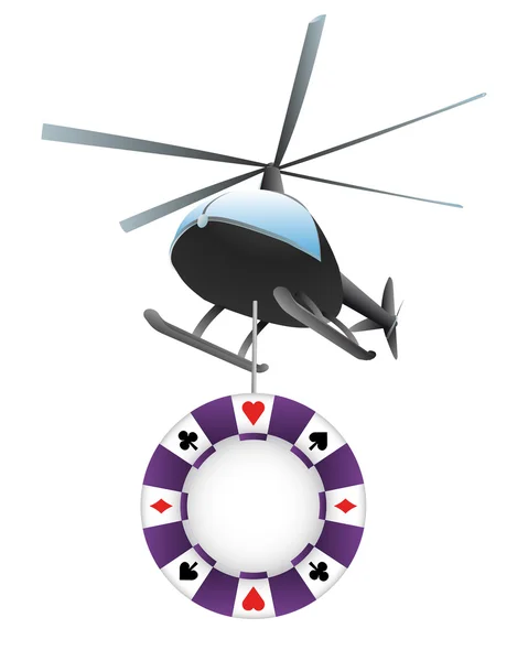 Helicopter delivery of poker chip vector — Stock Vector