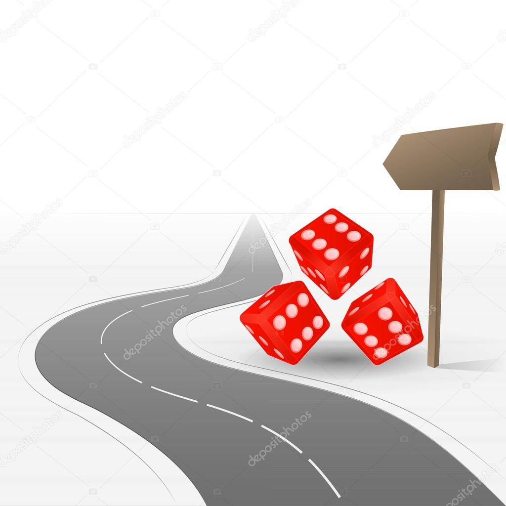 road leading to gaming with rolling dice vector