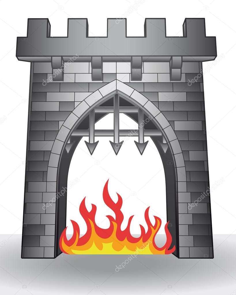 danger gate pass with fire flames vector
