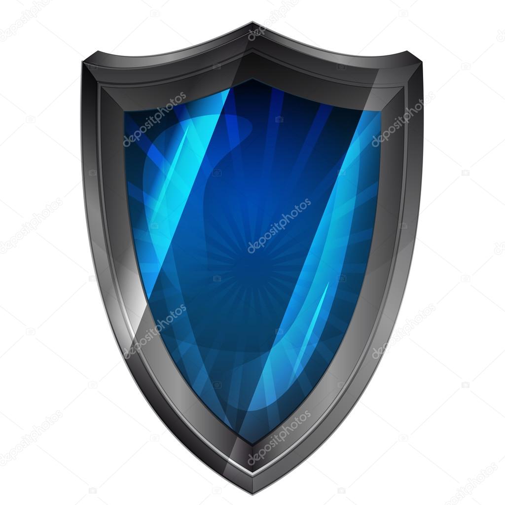 new blue protection steel shield vector icon