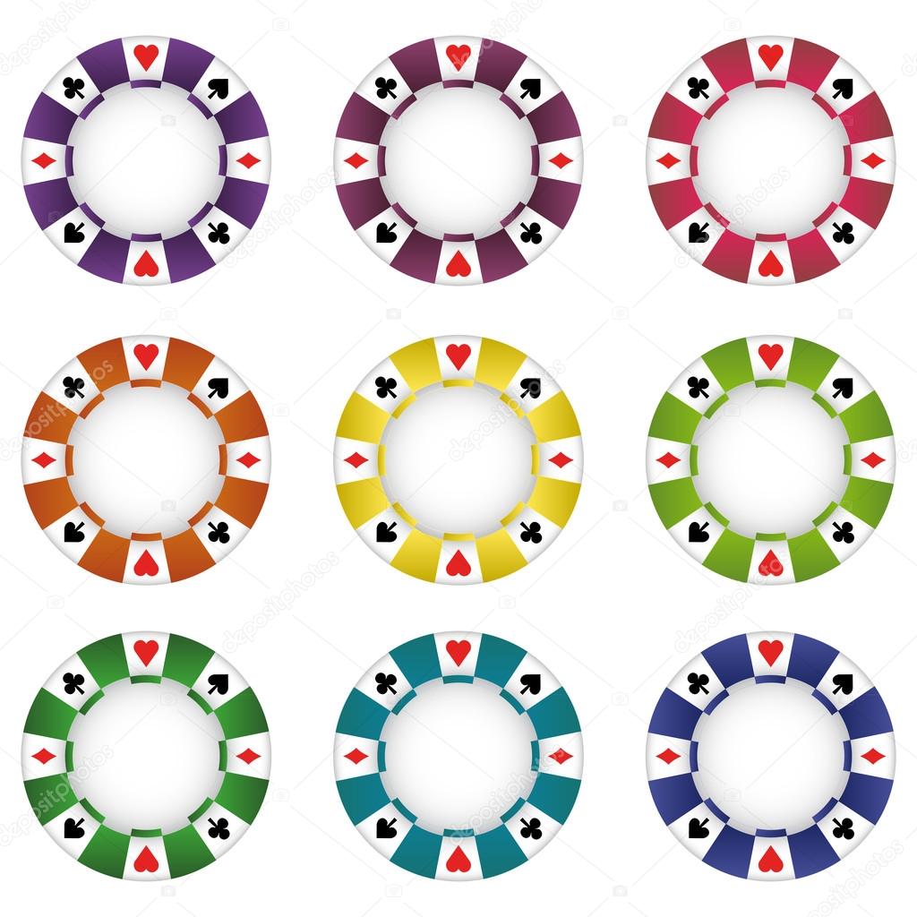 isolated nine colorful poker chip vector