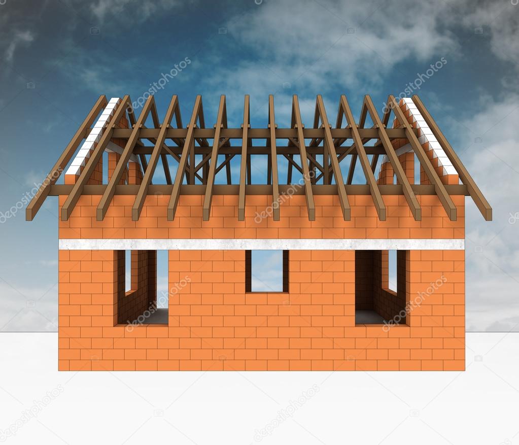 tuğla ev yapımı ile gök — Stok Foto © Adikk 30302861