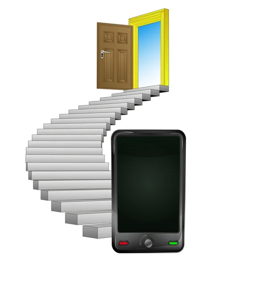 Akıllı telefon teknoloji vektör için önde gelen merdiven — Stok Vektör
