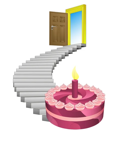 Stairway leading to happy birthday celebration vector — Stock Vector