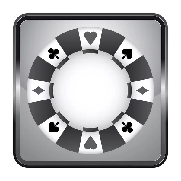 Black and white icon with poker chip vector — Stock Vector