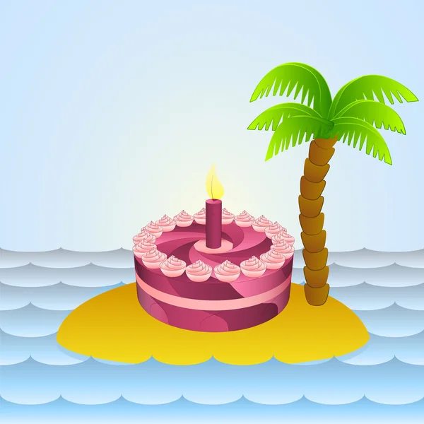 Μοναχικό νησί με διακοπές τούρτα γιορτή διάνυσμα — Διανυσματικό Αρχείο