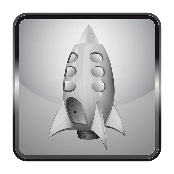 Svart och vit ikon med rymdskepp vektor — Stock vektor