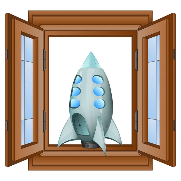 Open venster tot de ruimte reizen vector — Stockvector