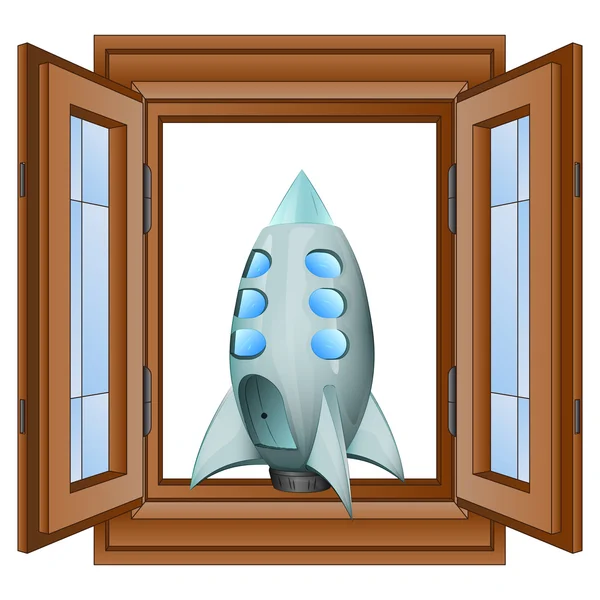 Ventana abierta al espacio vector de viaje — Vector de stock