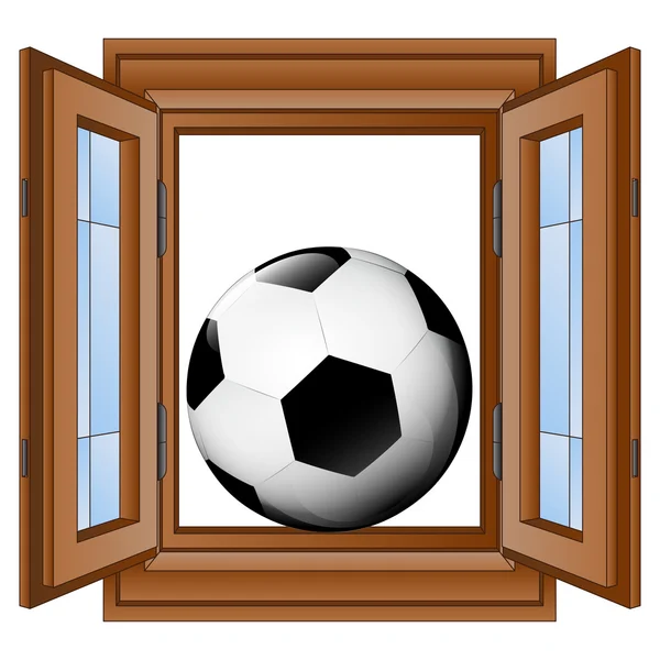 Ventana abierta al vector divertido partido de fútbol — Vector de stock