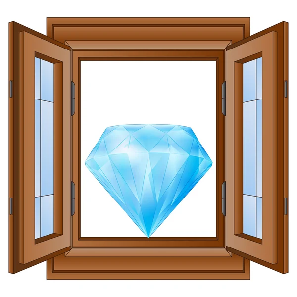 Open window to luxurious diamond wealth vector — Stock Vector