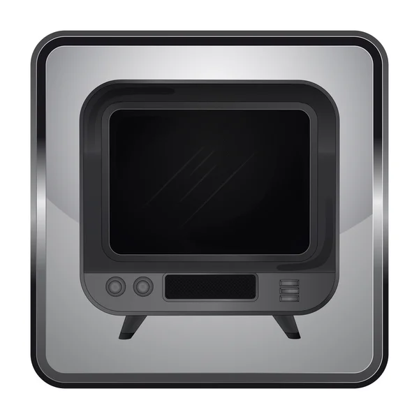 Black and white icon with retro television vector — Stock Vector