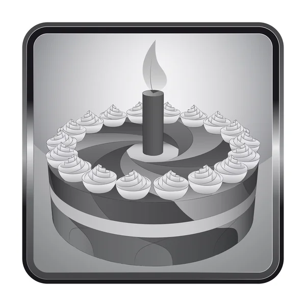 Icône noir et blanc avec vecteur gâteau d'anniversaire — Image vectorielle