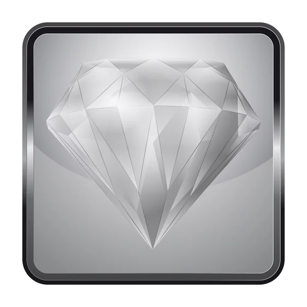 Icono en blanco y negro con gran vector de diamantes — Vector de stock