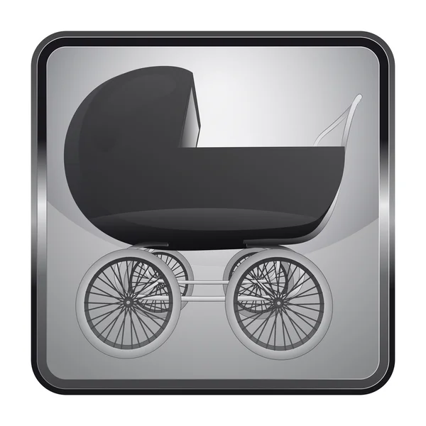 Black and white icon with baby carriage vector — Stock Vector