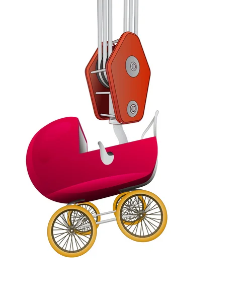 Haak vervoer van kinderwagen vector — Stockvector