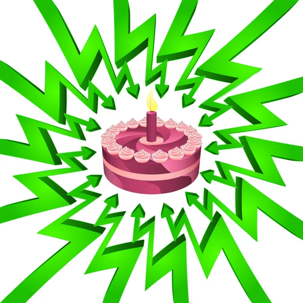 Cercle vert flèches focalisées sur anniversaire célébration vecteur — Image vectorielle