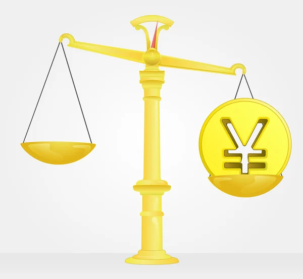 Mesure du poids du yuan ou du yen vecteur de valeur monétaire — Image vectorielle
