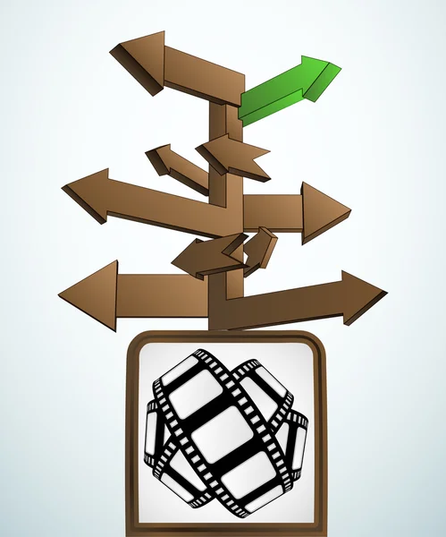 Signpost navigation to cinema entertainment vector — Stock Vector