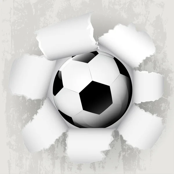 Desgarrado papel revelación de nuevo vector de pelota de fútbol — Vector de stock