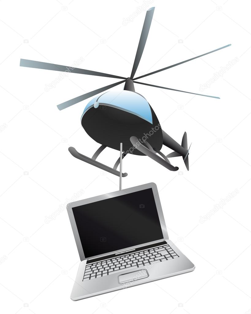 helicopter delivery of new notebook vector