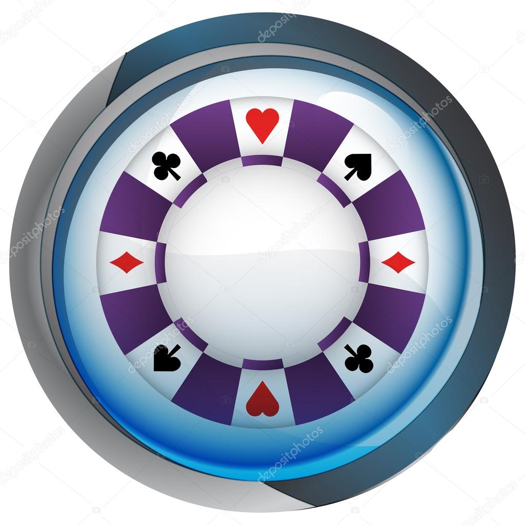 casino poker chip in shiny glass circle button vector