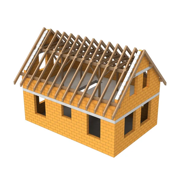 New wooden construction structural house detail — Stock Photo, Image