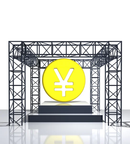 Isolated show stage with yen or yuan coin — Stock Photo, Image